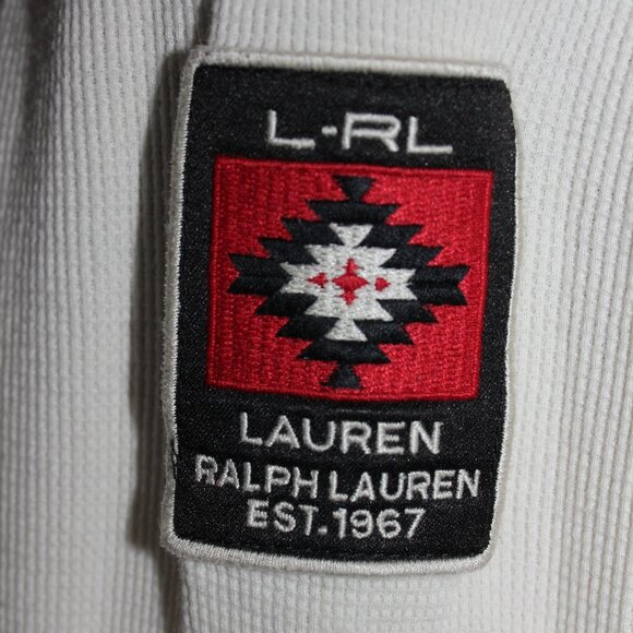 VTG L-RL Lauren Ralph Lauren Active Waffle Knit 1/4 Zip Aztec Logo Long Sleeve - Picture 4 of 14